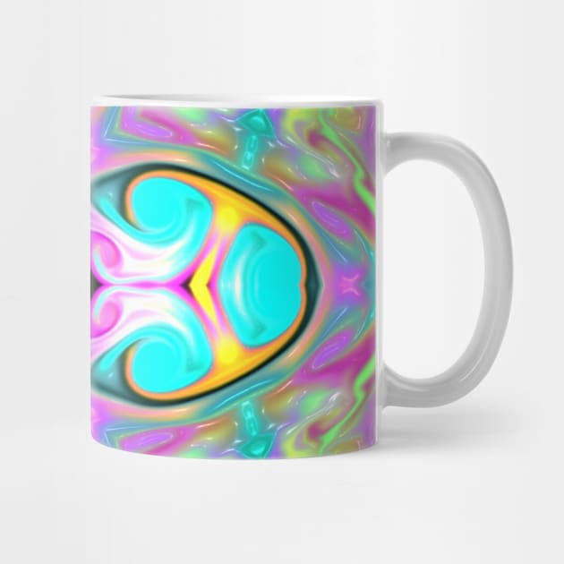 Psychedelic Mandala Flower Blue Pink and Yellow by WormholeOrbital